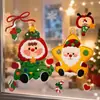 Decoraciones navideñas, Papá Noel, árbol de Navidad, copo de nieve, pegatinas electrostáticas para vidrio, decoraciones para escaparates, pegatinas de ventana de dibujos animados