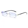 Armazón de Gafas para Miopía Terminado para Hombres, Sin Marco Cortado en Diamante, Se Puede Personalizar con Graduación, Armazón de Gafas Sin Marco Incrustado con Diamantes para Hombres
