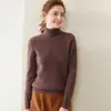Suéter de cachemira Bai Cai Rong 2026 para mujer, versátil, diseño de cuello alto, tejido de lana, elegante