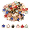 Acessórios de joia de liga pingente de flor pequena com gota de óleo DIY pulseira colar brinco acessório material de pingente W732
