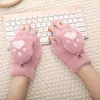 Guantes de punto de lana sintética de visón para invierno, medio dedo abatible, lindos guantes de garra de gato, forro polar, gruesos, a prueba de frío, cálidos