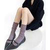 Meias de Lã Coloridas Estilo Preguiçoso Outono e Inverno para Mulheres, Meias Simples Versáteis de Lã para Moldar a Perna Meia-Panturrilha Ins