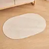 Alfombra de algodón y lino estilo japonés Ovalada para mesa de centro de sala de estar simple estudio dormitorio estilo silencioso color sólido tejido a mano alfombra de piso