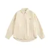 Camisa de rayas bordada con cara sonriente estilo americano, unisex, moderna, casual, protectora del sol, corte holgado, versátil chaqueta camisa para pareja