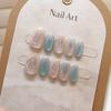 Cauda de Peixe Aurora Azul Armadura de Unha Postiça Patch de Unha com Toque Avançado Patch Pronto para Nail Art Tamanho Atacado 10 Peças