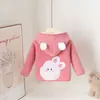 Nueva chaqueta con capucha para niños, linda sudadera con cremallera y forro polar con temática de animales para niños y niñas, engrosada para otoño e invierno