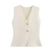 Chaleco de punto con botones, falda, nuevo estilo europeo y americano transfronterizo, top negro para mujer