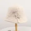 [Em Estoque] Chapéu bucket de lã de alpaca com design de nicho coreano, com estrelas e laços, quente e estiloso