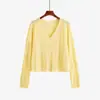Cárdigan de punto fino de manga corta con cuello en V para mujer talla grande para usar en capas, otoño 2026 delgado ajustado versátil outerwear 22916