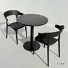 Combinación de Mesa y Sillas para Exteriores Tienda de Té con Leche Negra Mesa para Exteriores Patio de Ocio al Aire Libre Balcón de Plástico para Exteriores Impermeable y Protección Solar