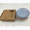 Juego de Vajilla de Paja de Trigo Portátil de Plástico para Regalo Juego de Vajilla Plato para Huesos Vaso Cuchara Tenedor Palillos Tazón Plato