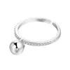 Plata de ley S925, anillo abierto moderno y minimalista con pequeñas piedras redondas, exquisito diseño estilo coreano, joyería de plata de ley para mujer