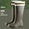 Botas de lluvia de moda hasta la mitad de la pantorrilla, estilo nuevo, antideslizantes, para mujer, talla de adulto, duraderas, diseño de caña corta, adecuadas para uso en exteriores, forradas de felpa, impermeables, zapatos de goma, zapatos de agua