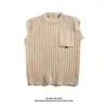 Suéter de Punto sin Mangas Retro Japonés para Hombre, Chaleco Versátil de Cuello Redondo de Moda Otoñal, Camisa Base Color Albaricoque