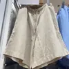 Shorts Femininos de Mistura de Linho Confortáveis Casuais Cintura Elástica Shorts Largos 26 Primavera Verão Novo Modelo E485575 485251