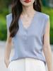 Venta al por mayor 2024 otoño nuevo suéter fino de imitación para damas sin mangas con cuello en V chaleco cárdigan chaleco mujer versión coreana al por mayor