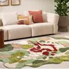 Alfombra en Forma de Planta Color Verde Musgo Manta para Sofá Alfombra de Mesita de Noche Alfombra de Piso para Dormitorio Alfombra para Sala de Estar Balcón Ventana Saliente Alfombra Resistente a Manchas Alfombra de Mesita de Noche