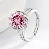Tk Live Más Vendidos Aretes Anillo de Diamante Rosa Alto Carbono Set de Joyería de Circonita Lujosa Europea y Americana para Mujer Venta al por Mayor