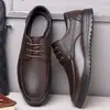 Zapatos de cuero para hombre transfronterizos, nuevos de otoño, slip-on de negocios, cuero genuino, casual, versátiles, antideslizantes, de suela blanda, para padres de mediana edad y mayores