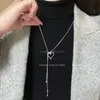 Collar Ajustable Deslizante Corazón Plateado para Mujer 2025 Nuevo Estilo Lujo Accesible Cadena Larga Elegante para Suéter Accesorios