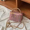 Mini Bolso Transfronterizo para Mujer, Nuevo Bolso de Hombro Tejido de Verano Tendencia 2026, Bolso Cruzado de Paja con Cadena