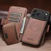 Funda para teléfono abatible Iphone18Promax adecuada con ranura para tarjetas, succión magnética, soporte de carga inalámbrica tres en uno, funda de cuero