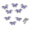 Novo broca incrustada borboleta tridimensional multicolor quatro furos zircônia diy pulseira de contas feita à mão colar acessórios de contas