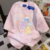 Camisetas de Manga Corta Tie-Dye Retro Coreano Americano de Alta Gama para Hombres y Mujeres en Verano Holgadas y Modernas Cuello Redondo Tops de Pareja Ins