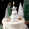 Decoraciones Navideñas 2025 Oso Polar Adornos para Pastel Merrychristmas Fieltro Pedrería Pino Enchufe
