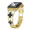 Adequado para Apple Watch Apple Watch 10/9/8/7 Geração Universal Metal Diamante Trevo de Quatro Folhas Pulseira de Metal