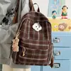 Mochila Escolar Versátil Retro Estudiante de Secundaria Femenina Otoño e Invierno Nueva Mochila Cuadros Coreanos Color Sólido Mochila para Estudiante Universitario y Viajero