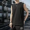 Nuevo chaleco sin mangas para hombre, camiseta casual de color liso, suéter con capucha, camiseta con cordones, sudadera hip-hop para hombre