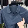 Camisa Polo de Verano para Hombre Estilo Nuevo Cuello Gaviota Manga Corta Estilo Sencillo Color Sólido Casual Top de Alta Calidad para Hombre
