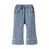 Pantalones vaqueros de primavera y otoño para niñas, estilo occidental, para bebés, con personalidad infantil, estilo coreano moderno, con flores bordadas, para celebrar en Internet, pantalones acampanados de moda.
