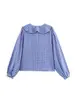 Exportación Transfronteriza Ropa de Mujer Otoño Temprano 2025 Moda Europea y Americana Dulce Estilo Japonés Camisa con Cordones Decorativa en Capas de Cuadros Pequeños para Mujer