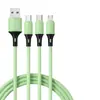 Cable de Datos de Carga Rápida Líquido de Silicona Tres en Uno Adecuado para Teléfono Móvil Android Huawei Tipo-C Apple Venta al por Mayor Uno a Tres