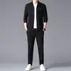 Pierre Cardin Conjunto de Dos Piezas de Manga Larga de Seda de Morera de Moda para Hombre Primavera y Otoño Traje Deportivo Casual de Negocios para Hombres Jóvenes y de Mediana Edad