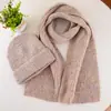 Novo Conjunto de Cachecol e Gorro Listrado Espesso Estilo Coreano Duas Cores Feminino de Inverno Quente Tricô Conjunto de Duas Peças para Estudantes