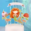 Decoración de Cola de Pez Oceánica Decoración Creativa de Lentejuelas Brillantes Tarjeta para Pastel Belleza Vieira Submarino Cumpleaños Infantil