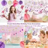 Candelabro Espiral Mariposa Fiesta Decorativo Flor de Papel Bola Bandera Morada Traje de Cumpleaños Pancarta Flor de Primavera Temática Mariposa