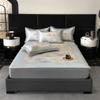 Set de 3 piezas de Alfombrilla de Seda de Hielo Estampada Digitalmente de Verano, Simple y Lujoso, Plegable, Lavable a Máquina, Sábana Ajustable para Dormir sin Ropa, Alfombrilla para Aire Acondicionado