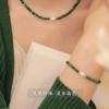 Colar de pérolas verde esmeralda seca 4mm feminino birmanês pedra vintage estilo étnico verde escuro branco corrente de lã
