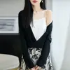 Nuevo estilo de verano para mujer, top de punto Lyocell con cuello en V y manga larga, camisa ligera de protección solar, elegante y versátil, cárdigan cruzado
