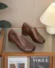 YsshadiR2026 Zapatos Mary Jane de Cuero Genuino Capa Superior Vintage Otoño para Mujer con Suela Suave y Tacón Grueso para Madres
