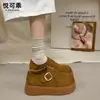 Sandálias Birkenstock plataforma de couro genuíno com sola grossa para aumentar a altura para mulheres, novos mocassins slip-on outono 2026, sapatos individuais Birkenstock femininos
