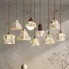 Lámpara colgante vintage para mesita de noche, color crema, estilo japonés wabi-sabi, lámpara colgante retro de travertino amarillo para recibidor, pasillo, comedor