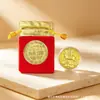 Moneda de la Suerte del Año de la Oveja 2027, Moneda Conmemorativa Réplica de Lámina de Oro, Moneda Delgada, Moneda que Atrae la Riqueza, Regalo de Bolsa de Tela Roja de la Suerte