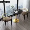 Mesa de Negociación y Sillas de Pizarra de Lujo Nórdico Combinación Pequeño Apartamento Celebridad de Internet Recepción Tienda de Té con Leche Balcón Ocio Mesa Redonda Pequeña