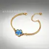 Pulseira de Aço Inoxidável Flor de Cinco Folhas com Zircônia Liga Eletrodepositada 18K com Strass Pulseira da Moda para Celebridade da Internet Pulseira Versátil Personalizada