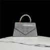 Nova Bolsa Quadrada Pequena de Pérolas para Comércio Exterior Transfronteiriço, Bolsa de Mão para Banquete de Celebridades Incrustada de Diamantes, Bolsa Quadrada Pequena de Ombro a Tiracolo, Bolsa de Noite